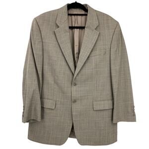 Chaps Ralph Lauren Tan Wool Single Vent 2 Button Glen Check Blazer Suit Jacket
